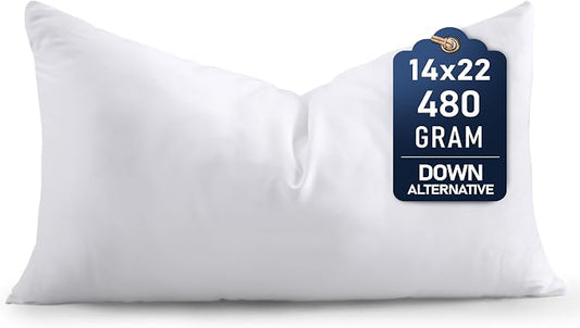 Utopia Bedding Throw Pillows (Set of 1, White) – 14 x 22 Inches Down Alternative Pillows for Bed, Sofa, and Couch - Fluffy Decorative Stuffer Pillow for Indoors & Outdoors