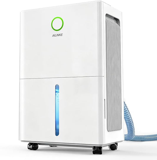Dehumidifier for Basement with Drain Hose, 30 Pint Dehumidifiers for Home up to 2000 sq ft, Dehumidifier for Bathroom with Auto Humidity Control, Dehumidifiers for Bedroom, 24H Timer, White