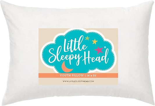 Little Sleepy Head Youth Pillow 16x22 - Soft & Hypoallergenic Bed Pillow Youth Pillows for Sleeping Age 5-10 - Snugly Designed Youth Neck Pillows for Travel, School and Bedtime - (1 Pack)
