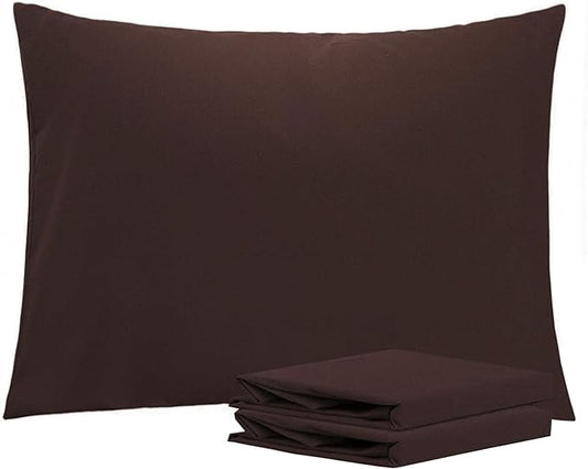 NTBAY Standard Pillowcase Set - 2 Pack Brushed Microfiber 20x26 Pillowcases - Soft, Wrinkle-Free, Fade-Resistant, Stain-Resistant, Dark Brown Pillowcases with Envelope Closure - 20x26 Inches