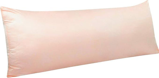 NTBAY Zippered Satin Body Pillow Pillowcase, Silky Slip Cooling Body Pillow Cover, Long Side Hidden Zipper, 20x54 Inches, Pink