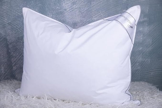 Goose Feathers Down Pillows for Sleeping, Hotel Collection Bed Pillow with Grey Piping Standard Size (20X26IN) 1 Pack