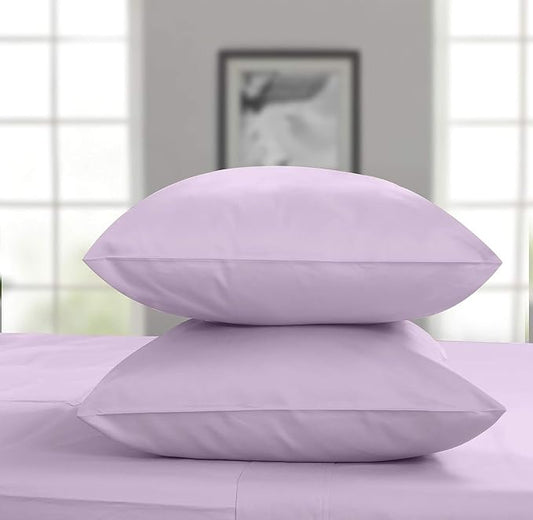 Threadmill King Size Pillow Cases 2 Piece Set | 1200 Thread Count 100% Supima Cotton Pillow Covers, Luxury Smooth Solid Sateen, Lilac