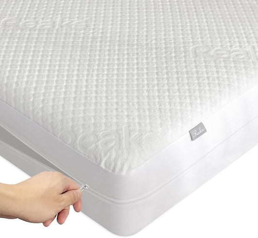King Size Mattress Protector with Zipper - 100% Waterproof Zippered Mattress Cover - Soft & Cooling Noiseless Bed Mattress Covers - Top Removable Mattress Encasement 13-15" Deep