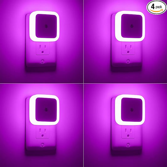 Sujeet Night Light, Night Lights Plug into Wall 4-Pack, Pink Plug in Night Light, Dusk to Dawn Night Lamp Led Night Lights for Bedroom, Bathroom, Hallway