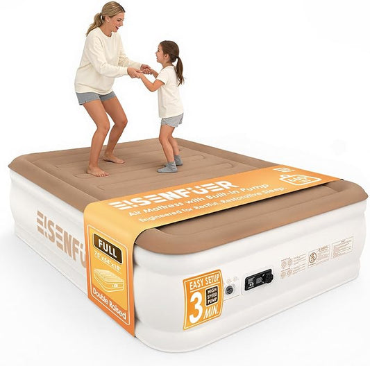 Air Mattress Full with Built-in Pump – 18" Raised Inflatable Mattress with High-Speed Pump, Durable Blow Up Mattress, colchón inflable, Carry Bag, Comfy Air Bed Perfect for Guests, Glamping, Moving
