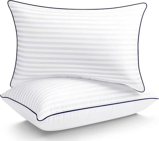 SEMZSOM Bed Pillows for Sleeping, Full Standard Size Set of 2 Luxury Hotel Pillows with Premium Soft Down Alternative Filling for Back, Stomach and Side Sleepers