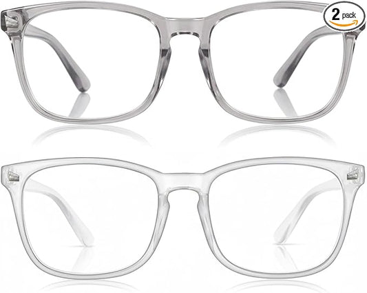 2 Packs Professional Sleep Glasses with 97.6% Blue Light Blocking Dual AR Coatings Clear Lens, Computer Gaming Glasses for Men Women, Anti Fatigue & Eye Strain