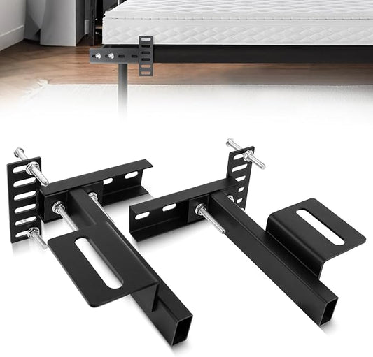 Headboard Bracket Adjustable Bed Base Bed Extra Thick Steel Universal Kit Heavy Duty No Noise No Wobble Easy Install Black Compatible Full Twin (Black，2pack) (1)