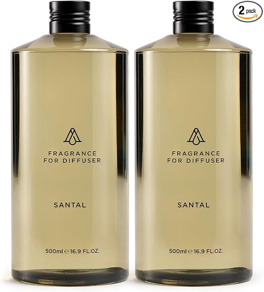AromaPlan Hotel Scents Santal 2-Pack (16.9 Fl Oz/500ml Each) Home Luxury Aroma & Hotel Fragrance Diffuser Oil-Hotel Diffuser Oil for Aromatherapy-USA Made, Bigger Bottle, Bolder Aroma & Longer Lasting
