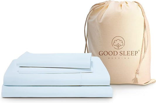 Good Sleep Bedding Bed Sheets Twin XL - Egyptian Cotton Sheets, 3 Pc, Twin XL Sheet Sets, Soft, Sateen Weave, Extra Long Twin Size Sheets, 16" Twin XL Sheets Deep Pocket - Light Blue