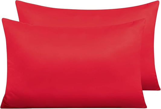 NTBAY Zippered Satin Pillow Cases for Hair and Skin, Luxury Queen Hidden Zipper Pillowcases Set of 2, 20x30 Inches, Red