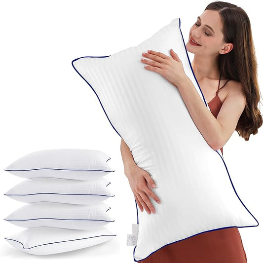 SEMZSOM Bed Pillows for Sleeping, King Size Pillows Set of 4 Luxury Hotel Pillows with Soft Fluffy Down Alternative Filling for Back, Stomach and Side Sleepers