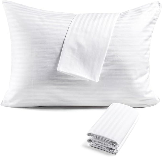 FAUNNA 600TC 100% Cotton Pillow Protectors, Standard Size (20x26), 6 Pack, Oeko-TEX Certified, Hotel Grade Pillow Cover with Silent Zipper, Zip Up Pillow Cases, White