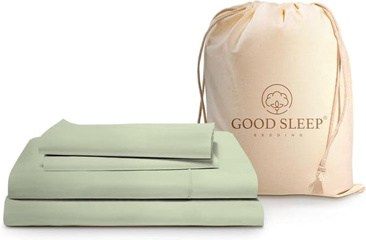 Good Sleep Bedding Bed Sheets Full Size, 4 Piece, 100% Egyptian Cotton Full Sheet Set, Silky Sateen Weave, Ultra-Soft & Durable Hotel Sheets, 16" Deep Pocket Full Bed Sheets - Sage