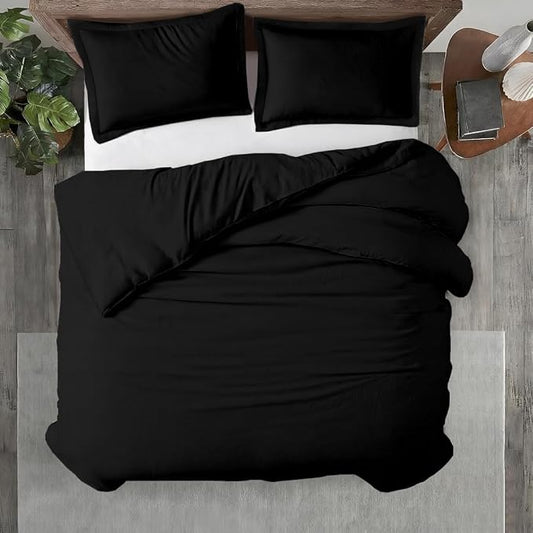 Kotton Culture 3 Pc 120"x120" Duvet Cover Set Super King Plus/Super Oversize King 100% Egyptian Cotton - 600 TC Comforter Cover, Zipper Closure & Corner Ties - Fits Only Extra Large Inserts -Black