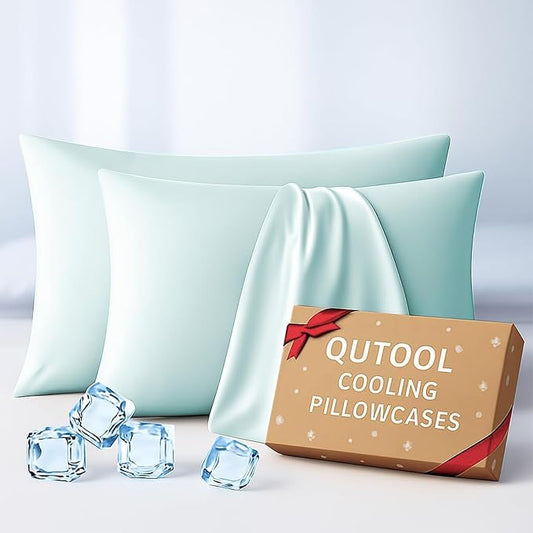 Premium Cooling Pillowcases Queen Size Set of 2 for Hot Sleeper & Night Sweats Beauty Sleep Reduces Wrinkles & Frizz Softer Than Silk Pillow Cover Oeko-TEX Certified Mint Green Breathable