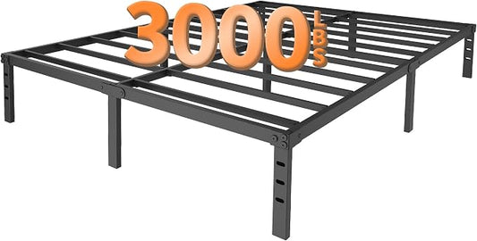 16 Inch Queen Metal Bed Frame, Heavy Duty Platform with Underbed Storage, Sturdy Steel Support, Easy Assembly, No Box Spring Needed, Mattress Foundation, Black