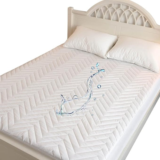 Kingnex Waterproof Quilted Mattress Protector Pad Fitted Padded Matress Cover with Deep Pocket Twin Size