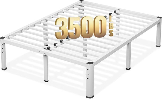 NKZ Queen Platform Bed Frame, 18 Inch Metal Bed Frame with Storage Space, No Box Spring Needed, Easy Assembly, Noise Free, 3,500 lbs Heavy Duty Steel Slats Support