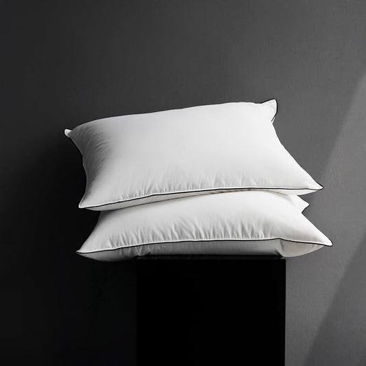 Bed Pillows, Luxury Hotel Collection White Premium DownPillow for Sleeping, 650 Fill Power,100% Cotton Fabric, Soft Support, Down Surrounded Pillow for Side and Back Sleepers, Stomach Sleepers