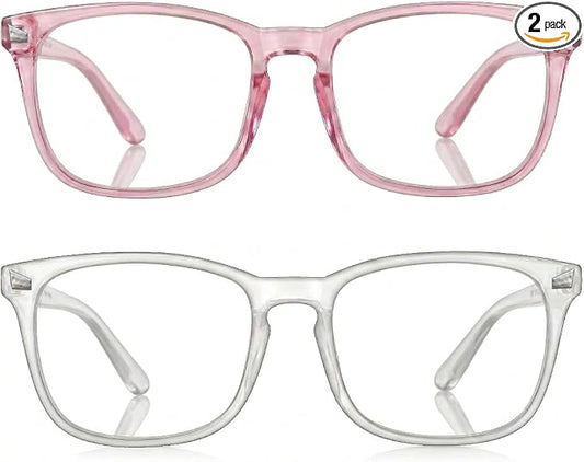 2 Packs Professional Sleep Glasses with 97.6% Blue Light Blocking Dual AR Coatings Clear Lens, Computer Gaming Glasses for Men Women, Anti Fatigue & Eye Strain