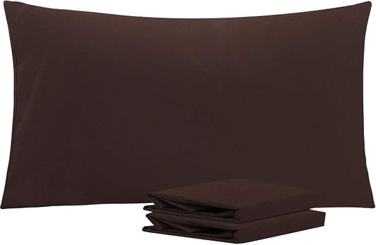 NTBAY King Pillowcase Set - 2 Pack Brushed Microfiber 20x36 Pillowcases - Soft, Wrinkle-Free, Fade-Resistant, Stain-Resistant, Dark Brown Pillowcases with Envelope Closure - 20x36 Inches, Dark Brown