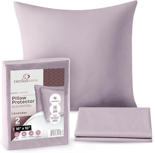 CIRCLESHOME Throw Pillow Protectors - 100% Cotton Breathable Pillowcases - 16 X 16 Square Pillowcases - Protects Pillows from Dirt, Dust and Debris (Square Pillow - 4 Pack- 16x16)
