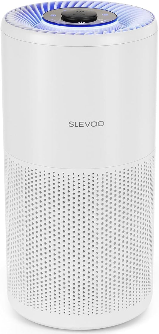 SLEVOO Air Purifier for Home Bedroom up to 1015 ft², Allergies Pet Hair, 3-in-1 Filter with hepa Air Purifier, Ultra Quiet 24 DB Sleep Mode,Aromatherapy,clean for Allergies,Pollutants,Smoke （White）
