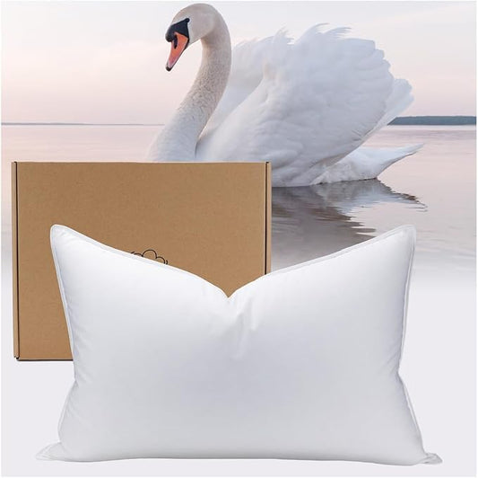 White Goose Down Pillow Luxury Hotel Bed Pillow with 100% Natural Goose Down Fiber Fill, Feather Pillow for Sleeping, 600TC Cotton Shell, Standard Size - Firm/Supportive, 1 Pack