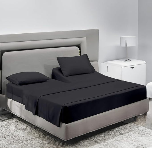 Sanders Collection Inc SCI Top Split Flex Sheet Set for Adjustable Bed 32" Split Head California King Size 800 Thread Count 100% Egyptian Cotton 4 Piece Set fits up to 16 Inch Deep Pocket (Dark Gray)