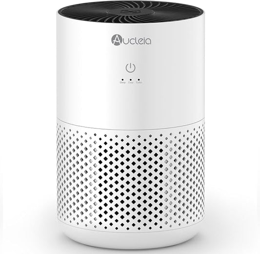Aucleia Air Purifiers for Bedroom Home with H13 True HEPA Filter, 20dB Quiet Air Cleaner for Pets Hair Dander Odor, Smoke Dust Pollen, Aromatherapy Function, White