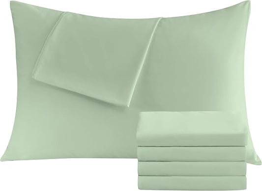 Pillowcases Queen 4 Pack, 20x30 Pillow Cases with Envelope Closure, Soft Plain Brushed Microfiber Covers Breathable Wrinkle-Resistant, Sage Green