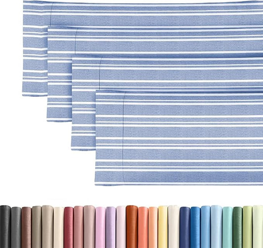Body Pillowcases Set of 4-20x54 Long Body Pillow Case - Soft Body Pillow Cover for Sleeping & Side Sleepers - Comfy Breathable & Fade Free - Machine Washable w/Envelope Enclosure - (Blue Stripes)