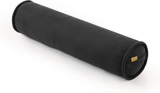 Long Round Body Pillow for Adults – Corduroy Cervical Roll Bolster Pillow, Firm Support for Spine Alignment & Side Sleeping,39 x 7.87 Inches,Lamp Black