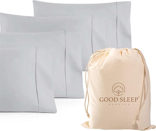 1000 TC Light Gray King Pillowcases Set of 4 100% Egyptian Cotton Pillow Cases with Long Staple Cotton & Sateen Weave, Silky Soft Hotel - Like Bed Pillow Covers for Comfy Sleeping, Snug Fit