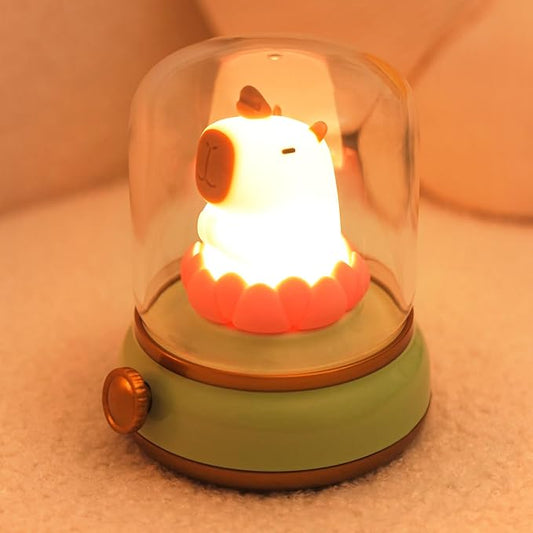 WANIDEA Lucky Capybara Night Light, Cute Lamp and Cozy Lighting,Rotate to Adjust Brightness,Rechargeable Night Light for Kids,Capybara Gift,Cute Stuff Gifts for Children,Lucky Capybara Bring Good Luck