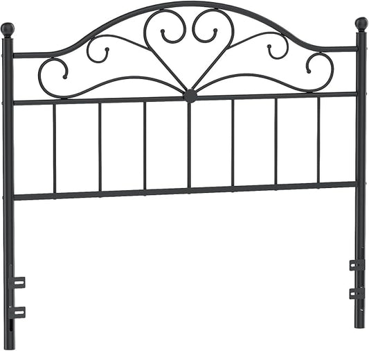 Merronix Vintage Headboard for Queen Size Bed Frame, Metal Headboard Only Queen Size Freestanding Headboard with Universal Adapters, Height Adjustable, Easy Assembly, Black