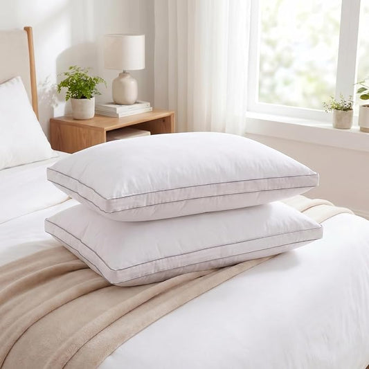 Goose Down Pillow, King Size Set of 1 with 3-Layer Design, Hotel Down Bed Pillow for Side, Back, and Stomach Sleepers, Soft 600 Thread Count Cotton Cover–Luxury Hotel Pillows Quality(19" x 35")