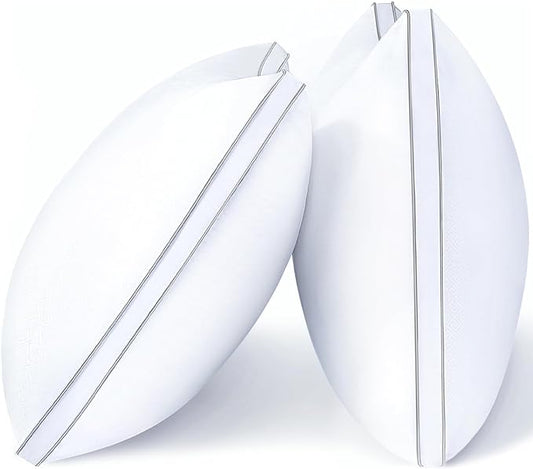 viewstar Bed Pillows Queen Size Set of 2, Firm Support Down Alternative Gusseted Pillows for Side, Back, or Stomach Sleepers, White