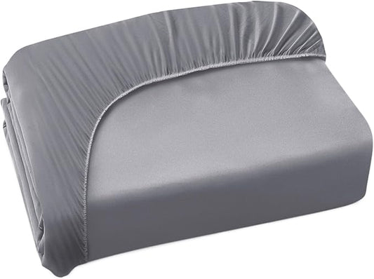 King Fitted Sheet Only,King Size Sheets for Air Mattress Up to 18 Inches Extra Deep Procket, Bed Mattress Sheets Stretchable Breathable Jersey Knit Cover, Gray