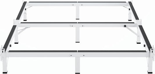 MAF Metal Bed Frame Cal King, 9-Legs Support Bed Base, 8 Inches California King Bed Frame for Box Spring and Mattress, Basics Bed Frame Headboard Attachable Tool-Free Easy Assembly, White