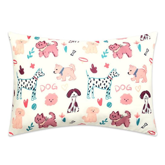 Cloele Kids Toddler Pillowcase Envelope Travel Pillowcase Baby Pillow Cover Fits Pillows Sized 12x16 or 13x18-1 Pack Soft Children’s Bedding Pillowslip Case for Boys and Girls -Cute Dogs