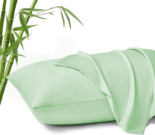 MR&HM King Pillow Cases Set of 2, Cooling Pillow Case for Hot Sleepers 20"x40", Breathable & Moisture Wicking, Soft Envelope Pillowcases, Rayon Derived from Bamboo & Polyester Blend (Sage Green)