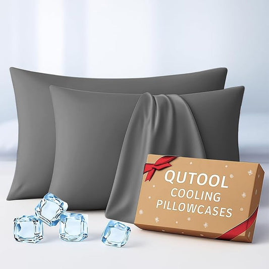 Premium Cooling Pillowcases King Size Set of 2 for Hot Sleeper & Night Sweats Beauty Sleep Reduces Wrinkles & Frizz Softer Than Silk Pillow Cover Oeko-TEX Certified Dark Gray Breathable
