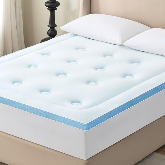 Hansleep Full Size Memory Foam Mattress Pad Topper, Full Foam Mattress Topper Viscose Derived from Bamboo, Full Bed Mattress Pad Cover for Back Pain Relief, 54" x75", White