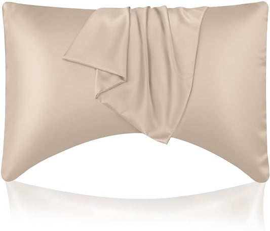 Cooling Curved King Pillow Case for Sider Sleeper Breathable Cool Silky Soft Pillow Cover with Zipper for Hot Sleepers,Hair and Skin Friendly,Taupe,1 Pack,20x36IN