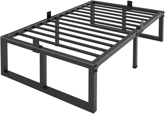 Yitong Angel Twin Bed Frame, 18 Inch High 3500 lbs Heavy Duty Metal Platform, Mattress Foundation with Steel Slat Support/No Box Spring Needed/Noise Free/Non-Slip/Easy Assembly