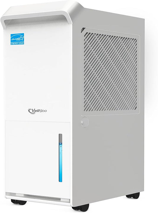 5,000 Sq.Ft Energy Star Dehumidifier, Vellgoo Max 100 Pint/D Smart Compressor Dehumidifier for Basement with Drain Hose, for Home,Large Rooms