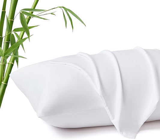 MR&HM King Pillow Cases Set of 2, Cooling Pillow Case for Hot Sleepers 20"x40", Breathable & Moisture Wicking, Soft Envelope Pillowcases, Rayon Derived from Bamboo & Polyester Blend (White)